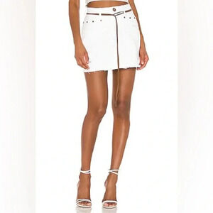 One Teaspoon Trucker Mid‎ Waist Skirt in White Beauty Size 22 waist (Size 00)